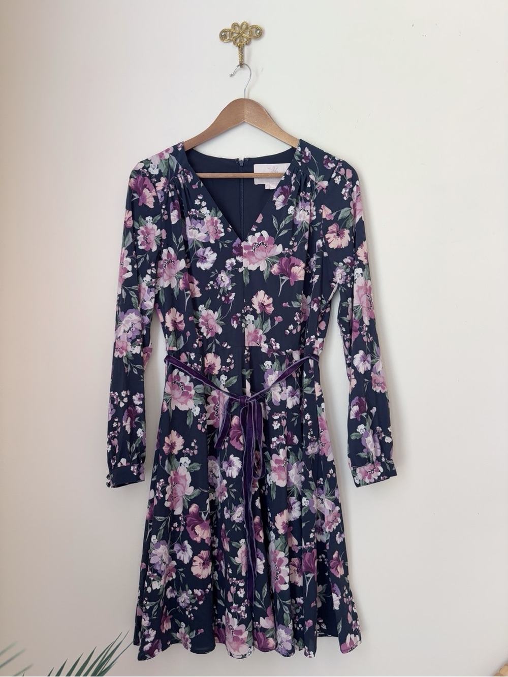 Gal Meets Glam Purple Floral Rosalind Fit & Flare Dress Sz 8